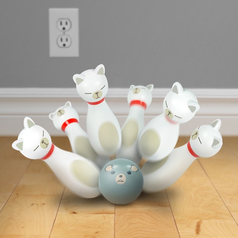 【フレッド＆フレンズ】ボウリング路地猫ボウリングテーブル - ボードゲーム・玩具 - 木製 ホワイト