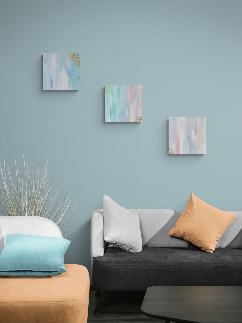 Abstract sky modular painting Blue purple abstraction Sunrise home wall decor - 壁貼/牆壁裝飾 - 壓克力 藍色
