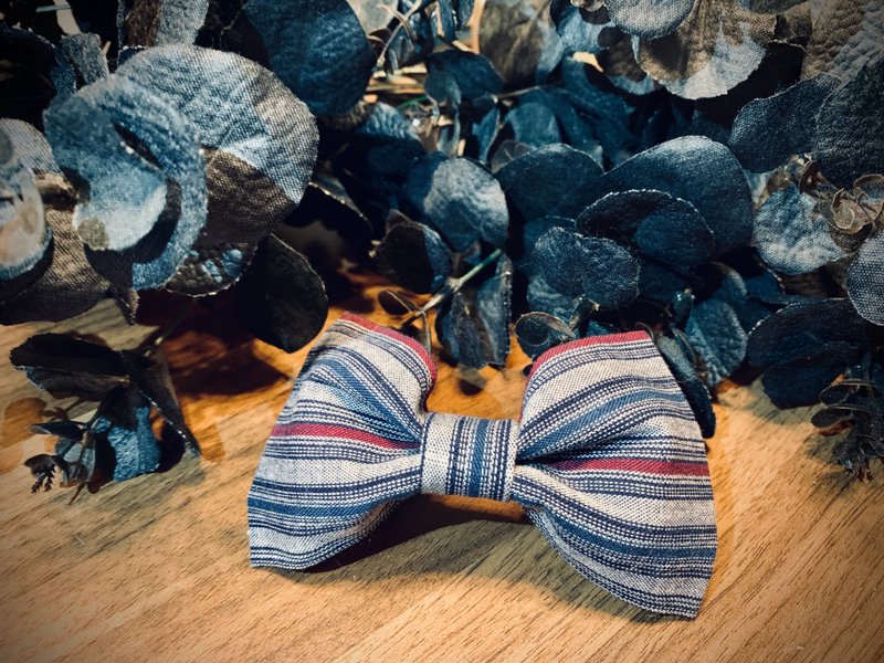 Hand-made bow tie∣gentleman∣wenqing∣dating accessories - Bow Ties & Ascots - Cotton & Hemp Blue