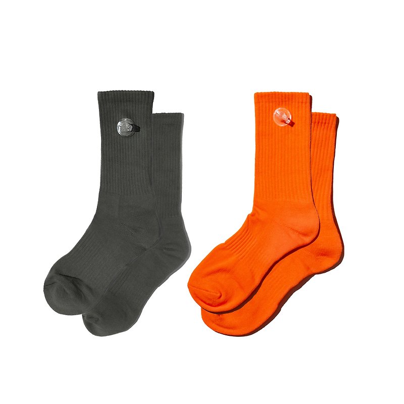 Inflatable Socks 2 Pack in Army Green + Orange - Socks - Cotton & Hemp 