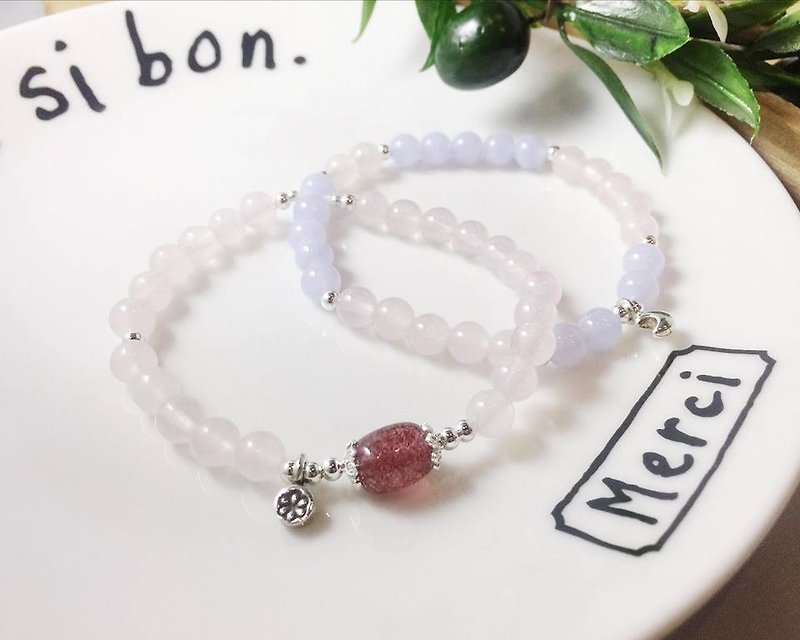 MH sterling silver natural stone series set_ month under the city (limited) - Bracelets - Gemstone Pink