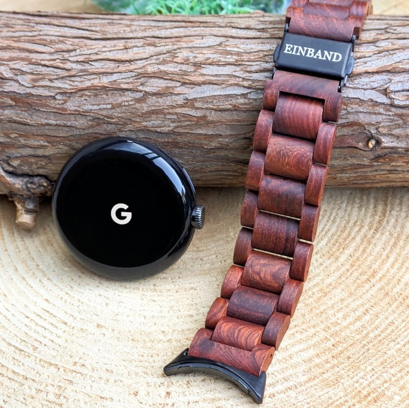 [Wooden Band] EINBAND Google Pixel Watch Natural Wood Strap [Red Sandalwood] Not compatible with Pixel Watch3 45mm - Women's Watches - Wood Brown