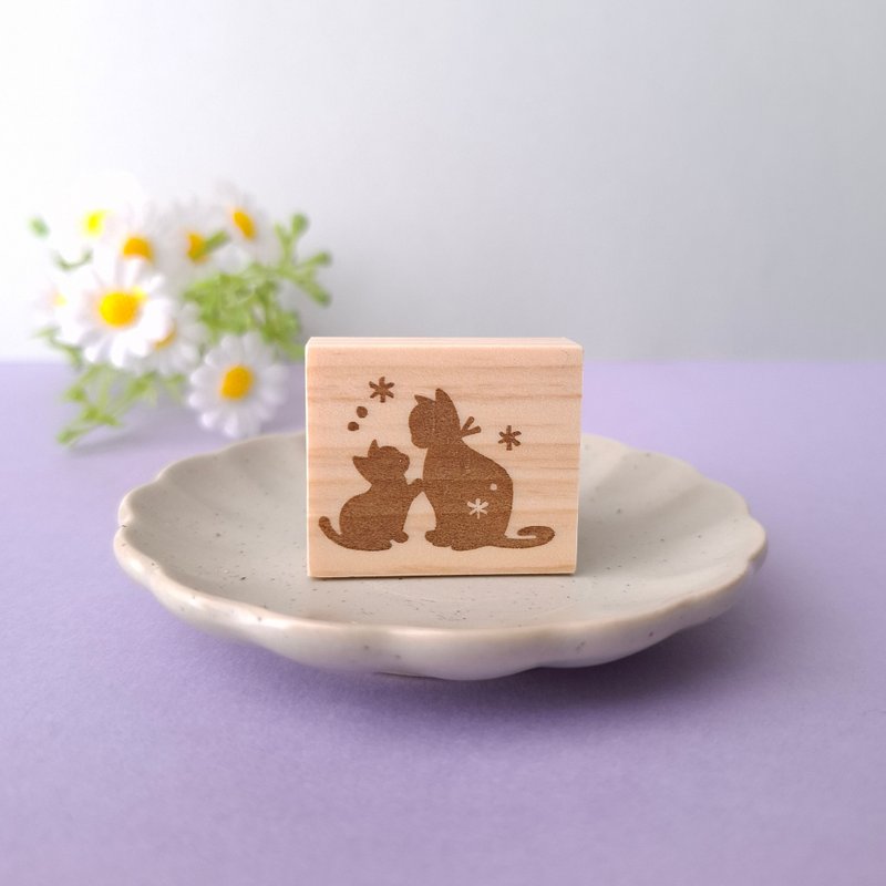 お話し猫の親子　はんこ　猫　スタンプ - 印章/印台 - 橡膠 透明