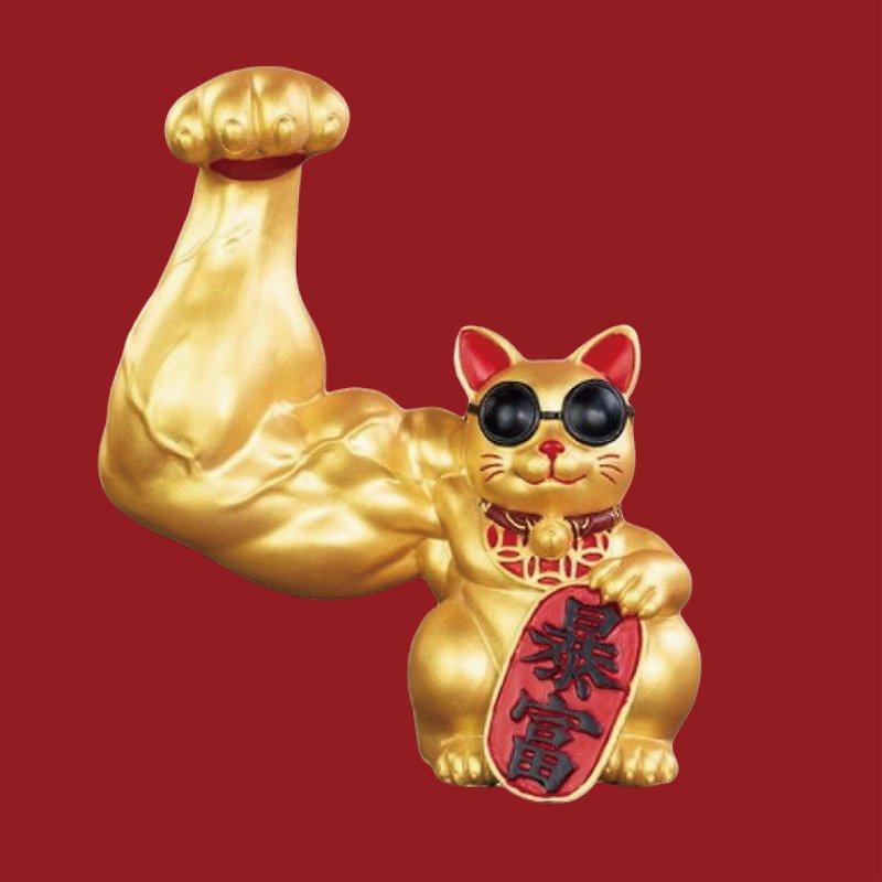 Protect BOBEE Chinese Crafts Unicorn Arms Magnificent Muscle Lucky Cat- Lucky Cat