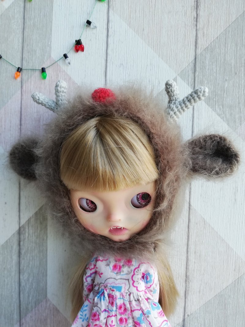Blythe doll hat fluffy Deer - 公仔/玩偶 - 棉．麻 咖啡色