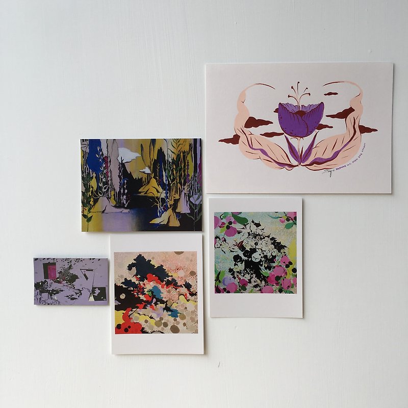 Hand-painted illustration, manuscript, flower, plant, healing, forest, seal, illustration - Cards & Postcards - Paper Purple