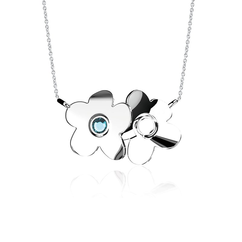 【Pinkoi x SOU・SOU】Blue hyacinth Stone necklace | December birthstone - Necklaces - Sterling Silver Blue