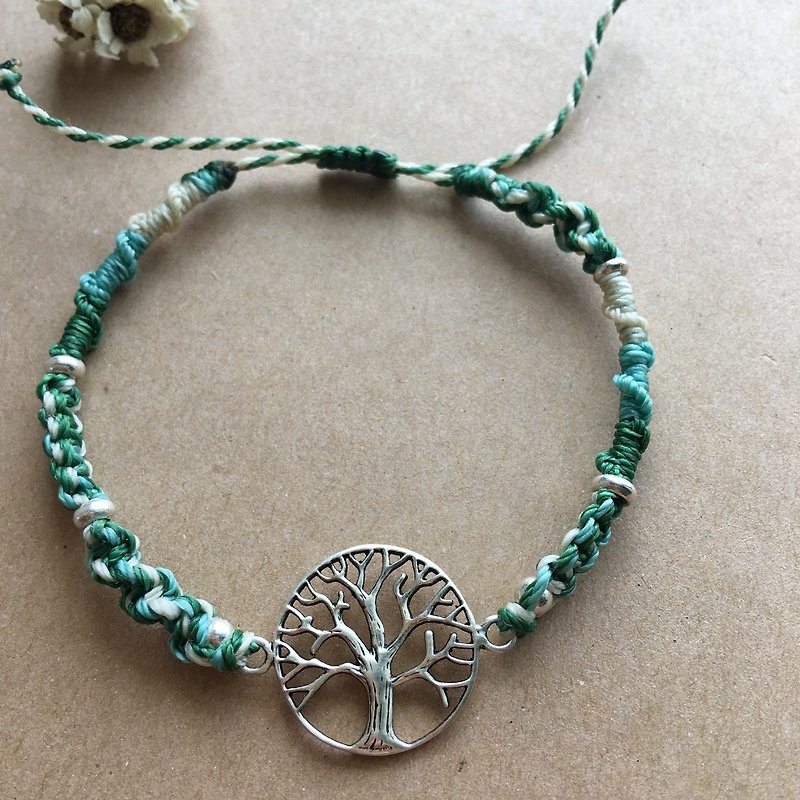 THE TREE OF LIFE sterling silver braided bracelet - Bracelets - Sterling Silver Green