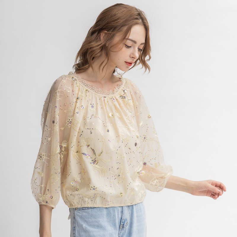 Unicorn Dream Top Apricot - Women's Tops - Polyester Gold