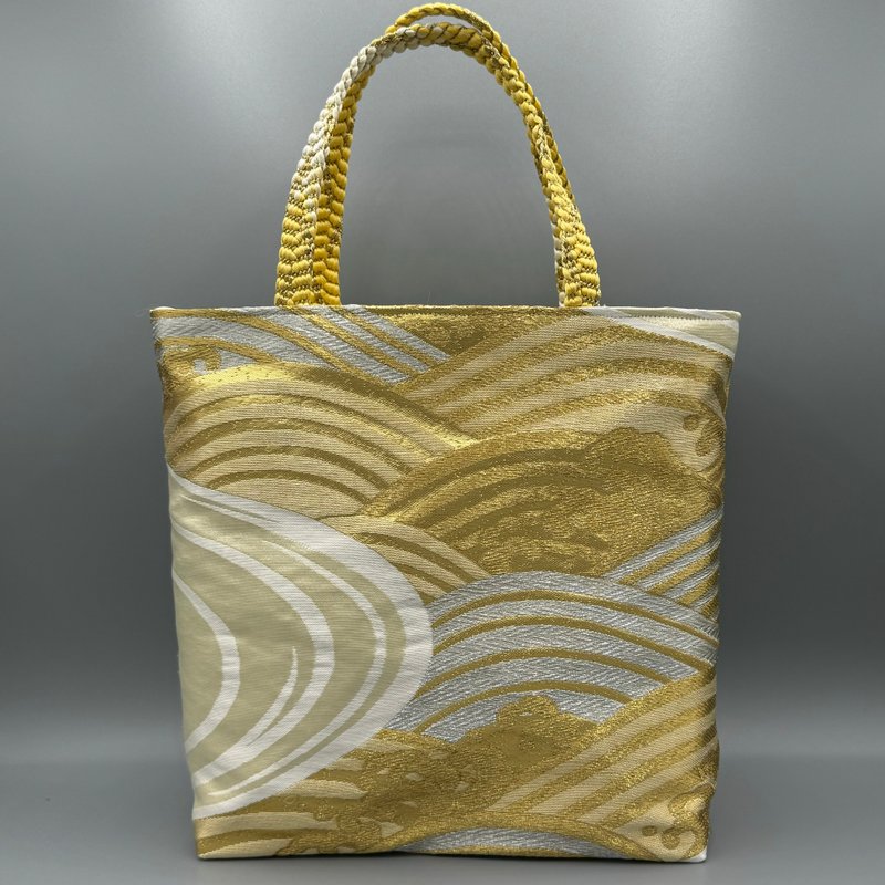 Kimono Obijime Remake Tote bag - Handbags & Totes - Silk Gold