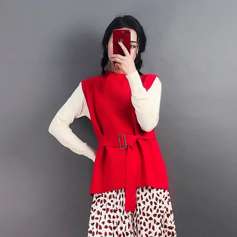 [6.5 9 fold from the audience] Spring wear solid color round neck long-sleeved sweater without red outside 808X - Women's Sweaters - Other Materials White