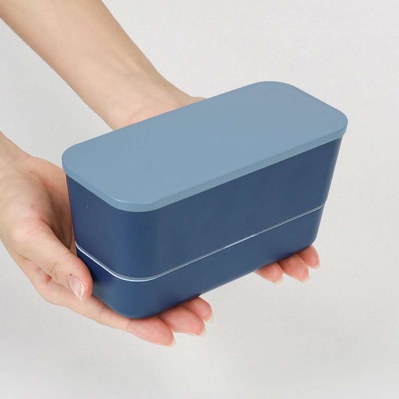 Japan TAKENAKA Japan-made SUKITTO series microwave separable double-layer fresh-keeping box 600ml-dark blue - กล่องข้าว - วัสดุอื่นๆ สีน้ำเงิน