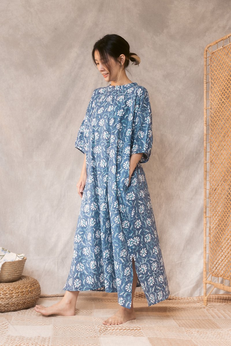 【KALAKAR】Long Sleeve Dress_Blue Flower