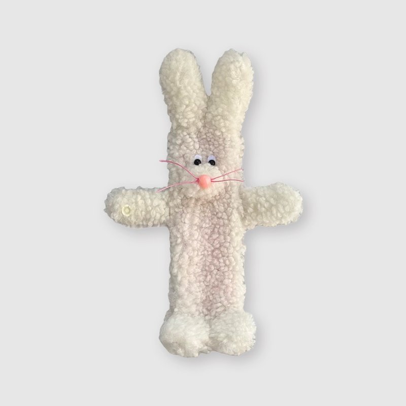 Hug Me pouch - white bunny - 鉛筆盒/筆袋 - 聚酯纖維 咖啡色