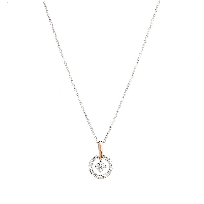 同心圓鑲鑽項鍊 18K 精緻日系輕珠寶 - 項鍊 - 貴金屬 