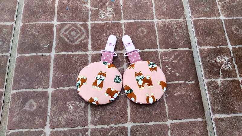 Shiba Inu baby (powder) / baby round peace symbol bag. Fu bag. Exclusive edge (round). Bag hanging ornaments - Omamori - Cotton & Hemp Pink