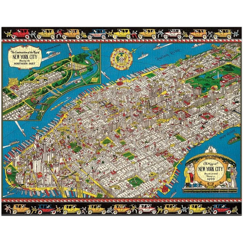 Cavallini & Co. Round Can 1000 Piece Jigsaw Puzzle_New York Map - Puzzles - Paper Multicolor