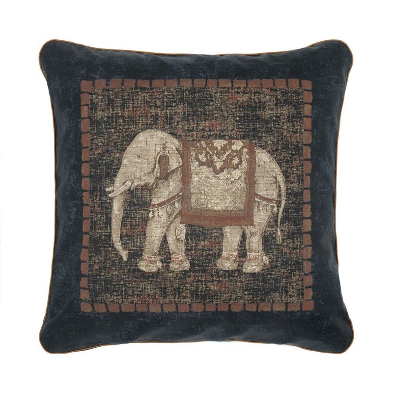 泰國 抱枕/枕套 Traditional Elephant Linen - Black - 枕頭/抱枕 - 棉．麻 黑色