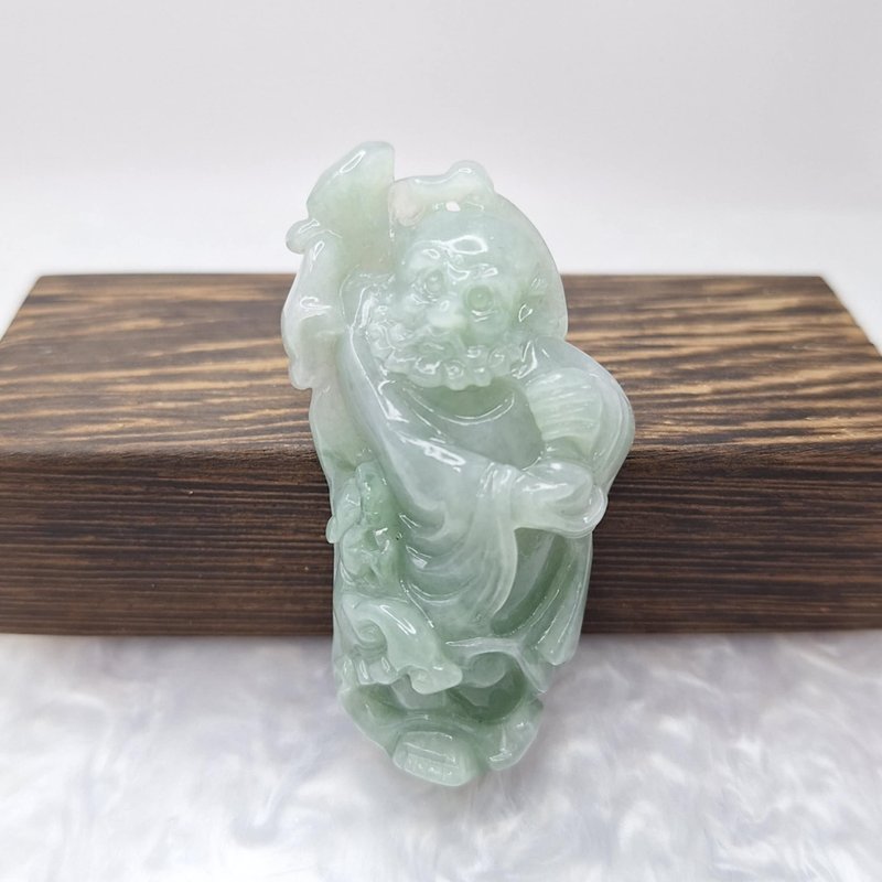 Burmese ice green Bodhidharma pendant | Natural Burmese jade A grade jadeite - Necklaces - Jade 