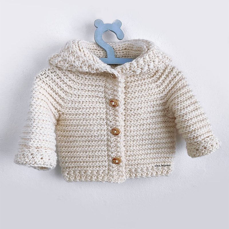 Baby Hooded cardigan Crochet pattern includes 5 SIZES - Online Tutorials & Courses - Other Materials 