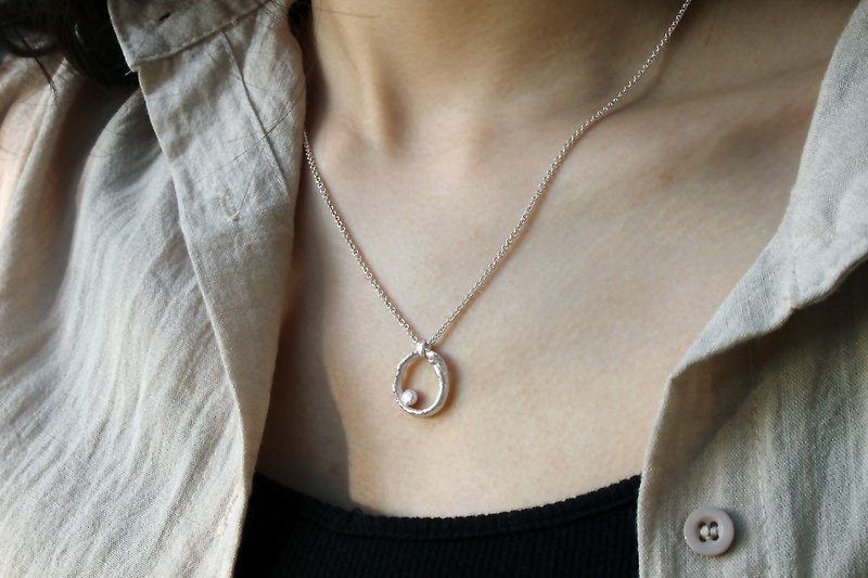 [PICK&amp;COLLECT] Designer S-Melting Series-Handmade Sterling Silver Circle Scenery Necklace