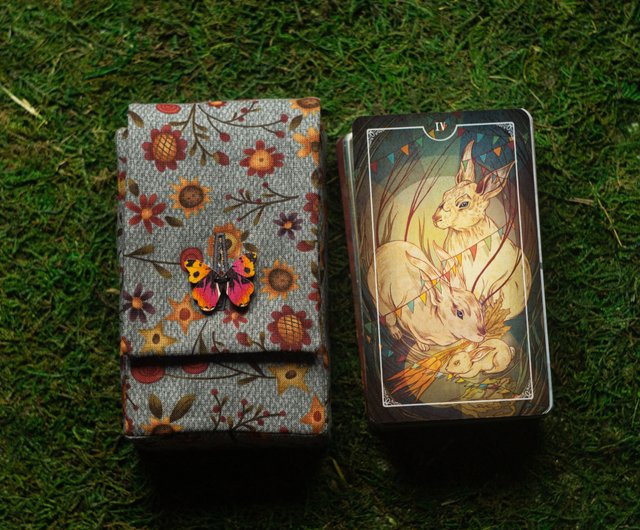 サマーフラワー グレー コットン タロットカードケース オラクル