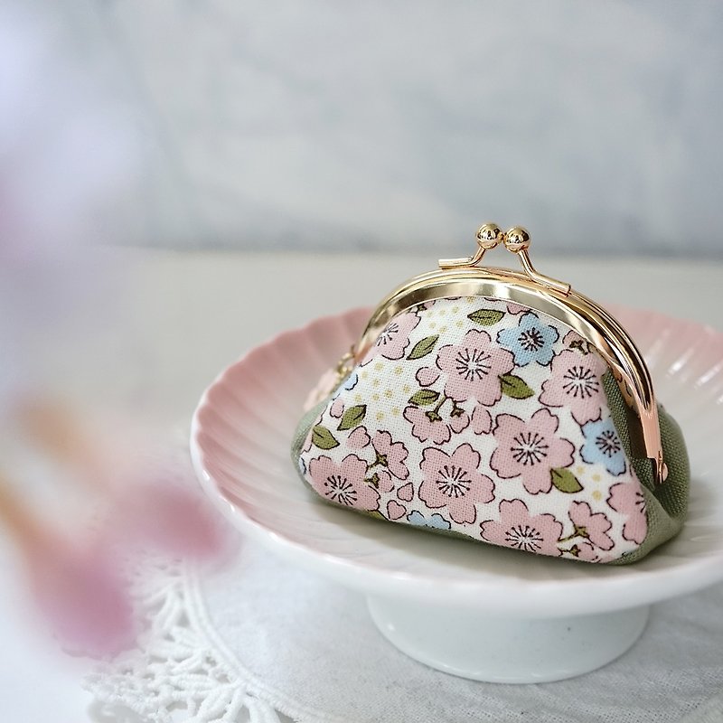 Coin purse/Wood Tree three-dimensional small mouth gold bag/Promise under the cherry blossom tree - กระเป๋าใส่เหรียญ - ผ้าฝ้าย/ผ้าลินิน 