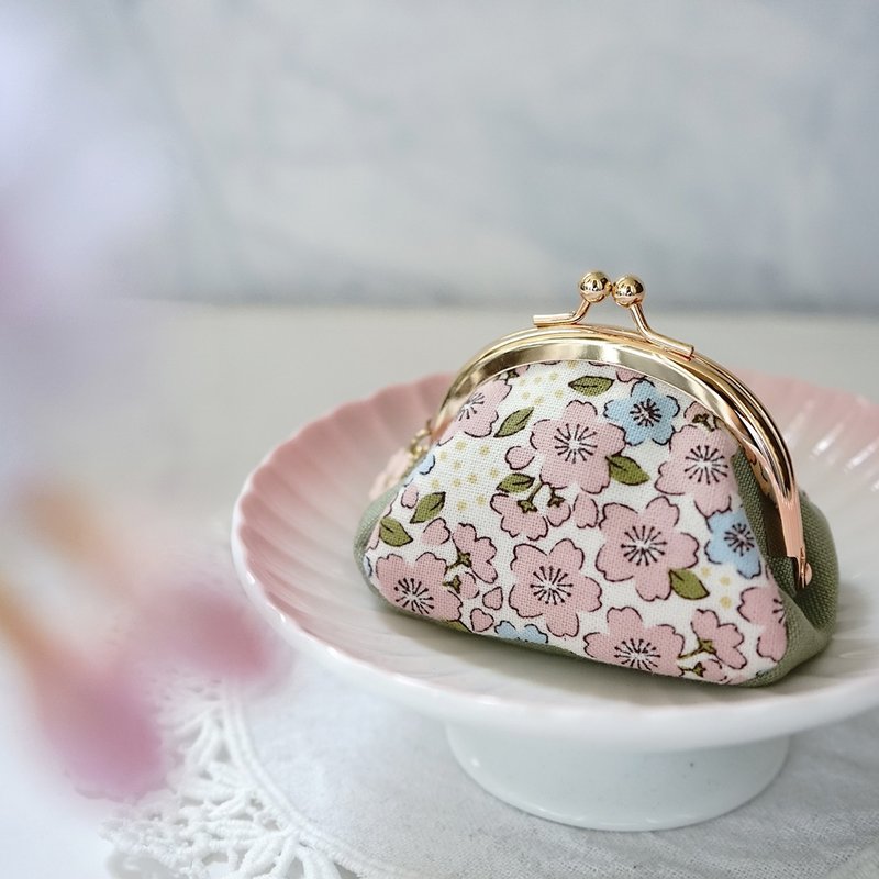 Coin purse/Wood Tree three-dimensional small mouth gold bag/Promise under the cherry blossom tree - Coin Purses - Cotton & Hemp 