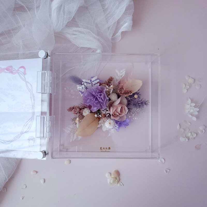時光寶盒 | 透明仙氣款花盒(獨家訂製) : 雙花風信紫 - 相框/畫框 - 植物．花 紫色