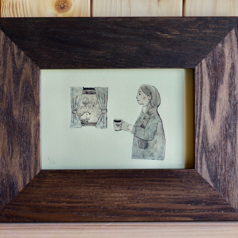 Tea break  original etching limited edition - Picture Frames - Cotton & Hemp Blue