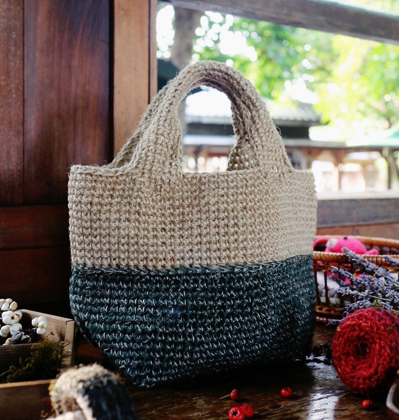 【Sold out】Handmade hand-woven / Linen tote bag / bento bag / Linen bag - Handbags & Totes - Cotton & Hemp Khaki