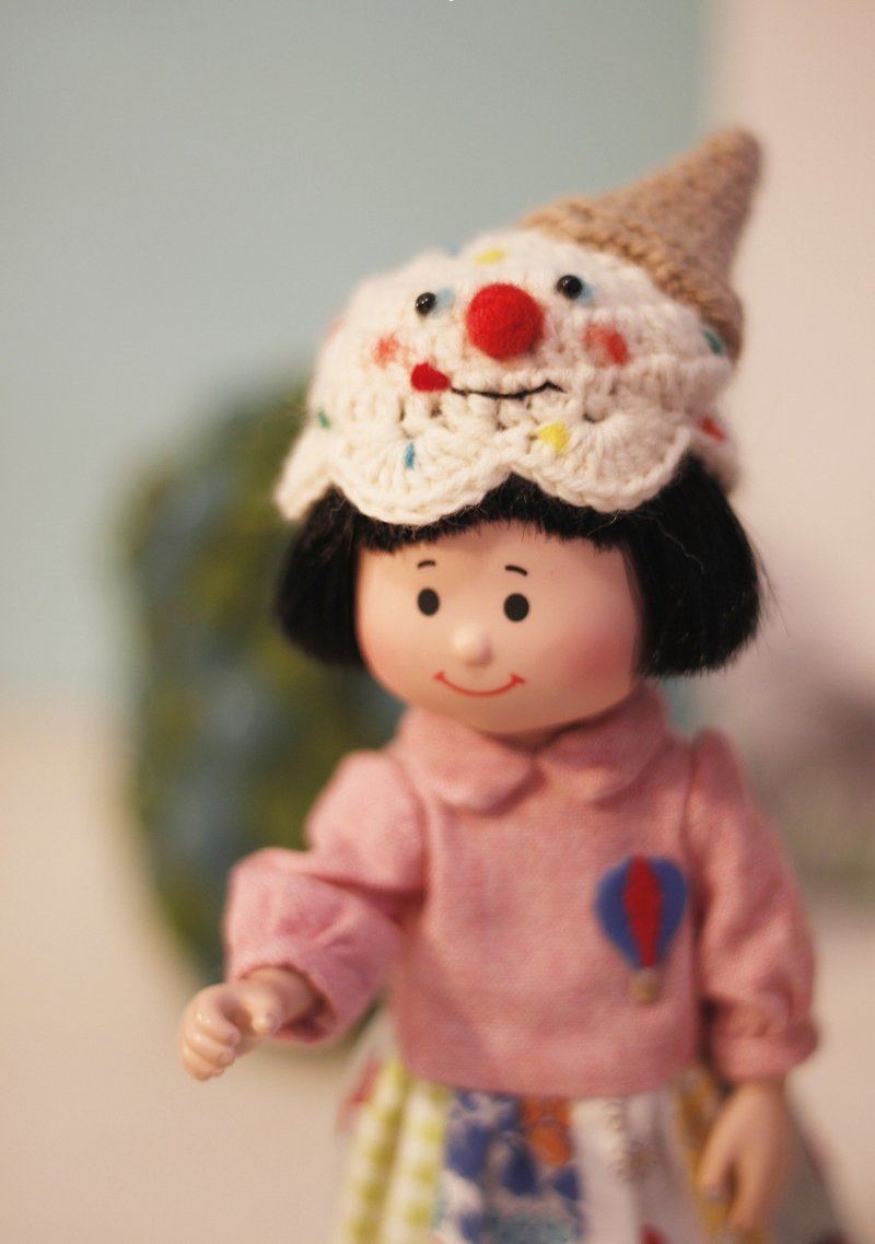 Licca, rotten strawberry small head baby size hand-woven ice cream baby hat - หมวก - ขนแกะ หลากหลายสี