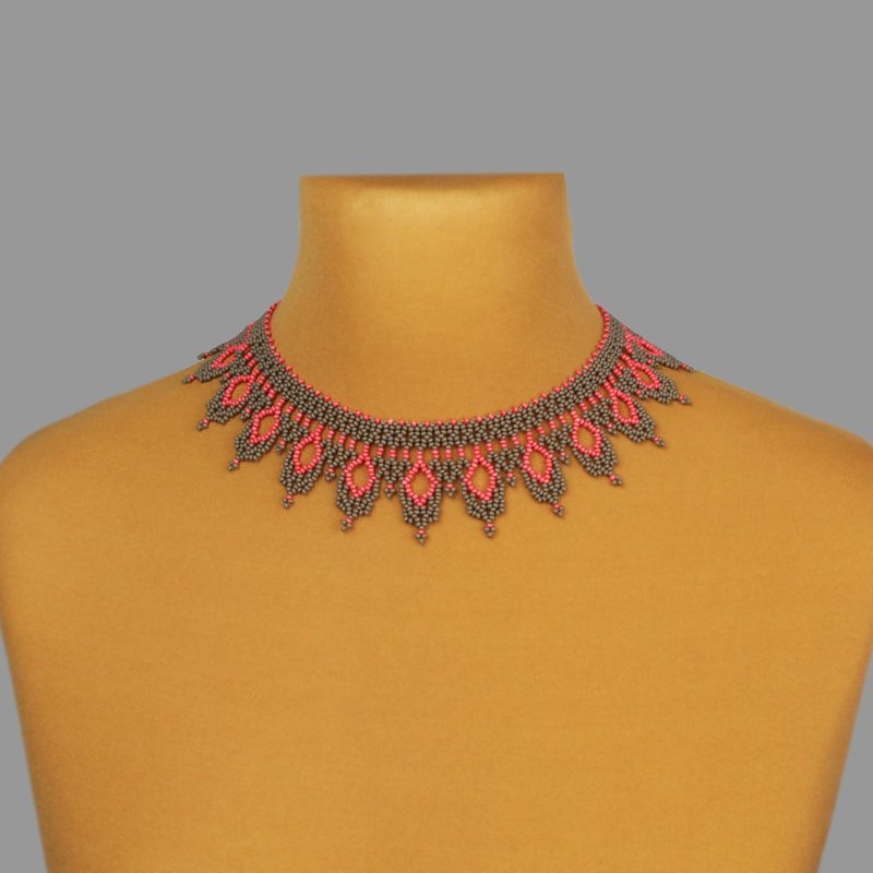 Pink gray bead necklace for woman - 項鍊 - 玻璃 灰色