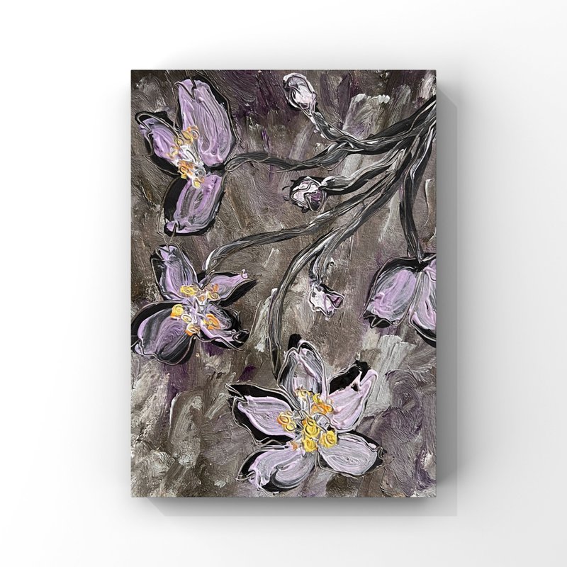 Sakura art Sakura original painting Cherry tree blossom painting Blooming tree - 海報/掛畫/掛布 - 其他材質 紫色
