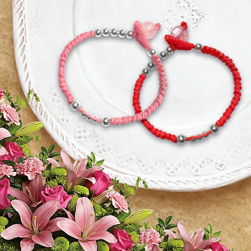 Couples Knot Silver Balls Bracelets | Red Couple Bracelet | Couples Bracelet - สร้อยข้อมือ - เงิน 