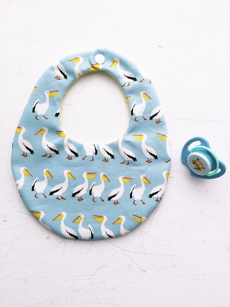 Toucan handmade baby bib / saliva towel-round version - ผ้ากันเปื้อน - ผ้าฝ้าย/ผ้าลินิน สีน้ำเงิน