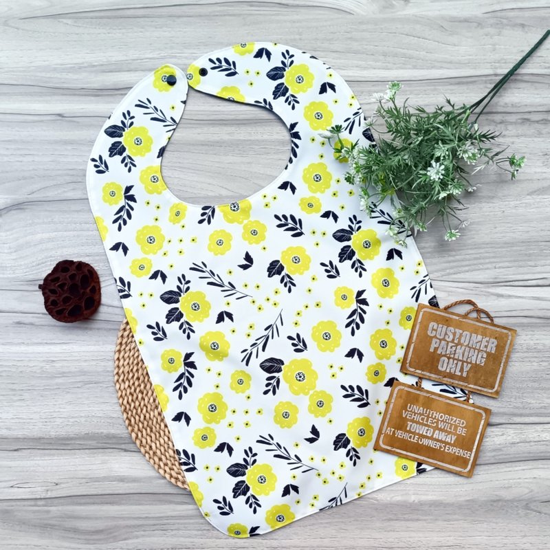 【成人/老人防水圍兜】優雅黃花 - 圍兜/口水巾 - 防水材質 橘色