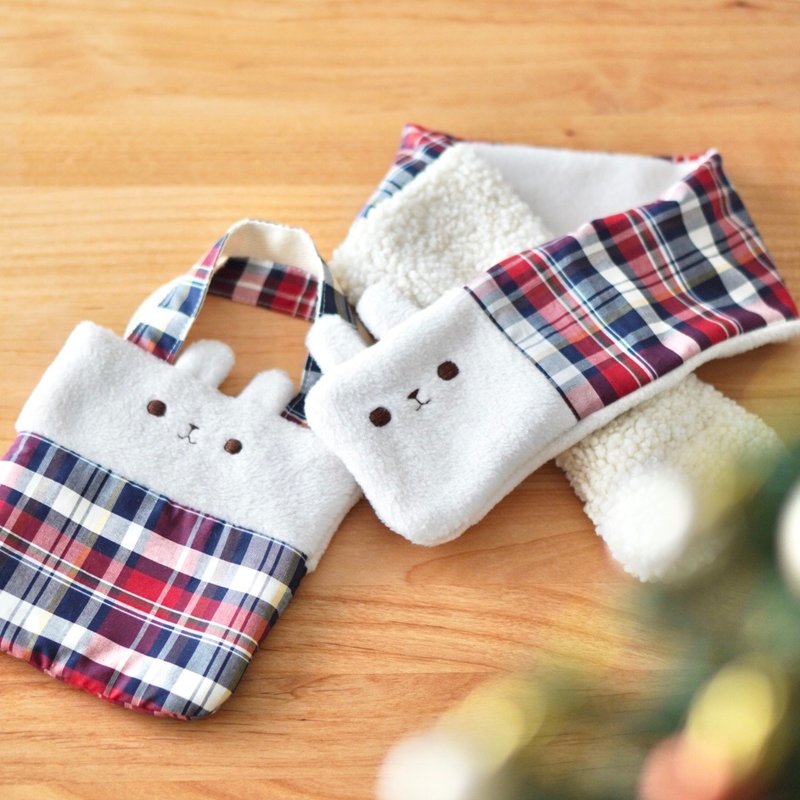 うさぎのキッズマフラー、ミニバッグ　ギフトセット - 其他 - 其他材質 白色