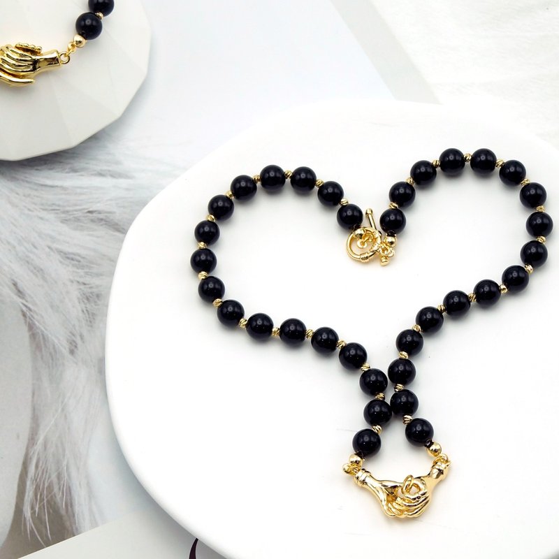 黑曜石水晶項鍊 - 項鍊 - 水晶 黑色