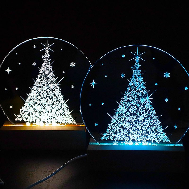 7日以内発送早割/期間限定　選べるライト 光る 雪結晶クリスマスツリー シルバーアクリル LEDフロアライト - 燈具/燈飾 - 其他材質 多色