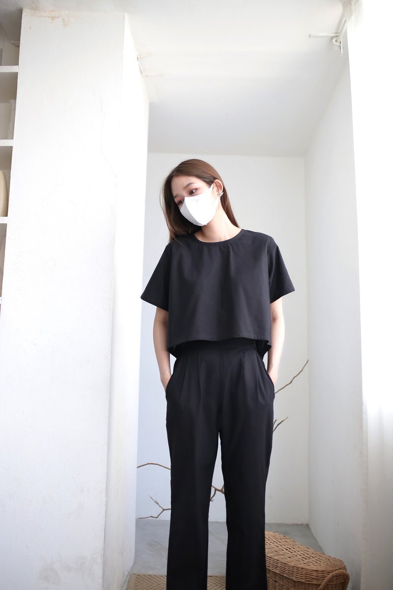 Top + Pants : Iris Set - Black - เสื้อผู้หญิง - ผ้าฝ้าย/ผ้าลินิน สีดำ
