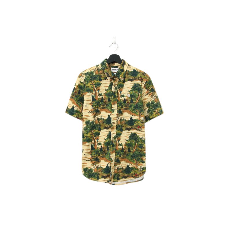 Back to Green- 袖花襯衫 樹林 露營 sf-08vintage shirt - 男襯衫/休閒襯衫 - 棉．麻 