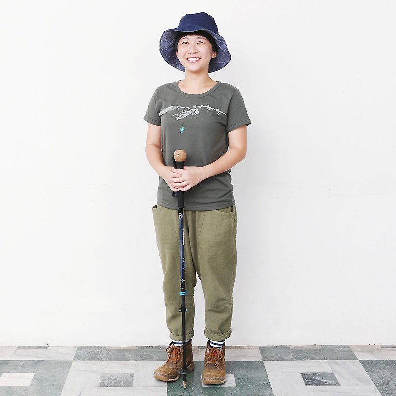 蘑菇MOGU/有機棉/短袖/聖稜線 - 帽T/大學T - 棉．麻 綠色