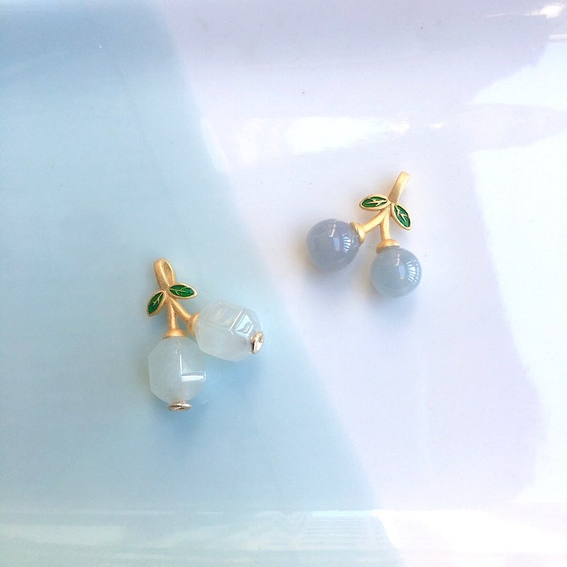 【In pairs】Natural jadeite three-dimensional fruit shape pendant - พวงกุญแจ - หยก สีม่วง