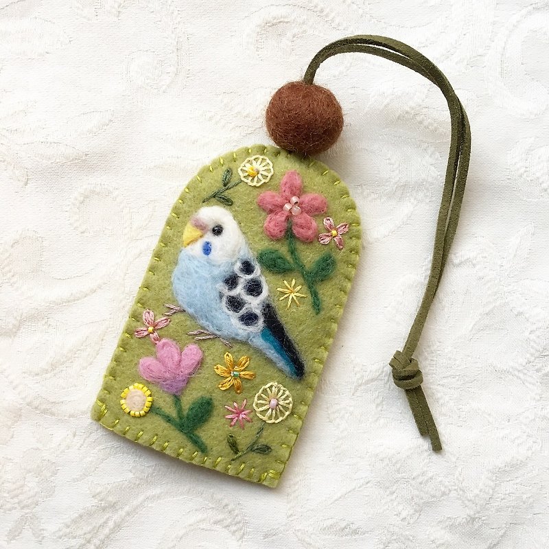 key cover of budgie  - Keychains - Wool Green
