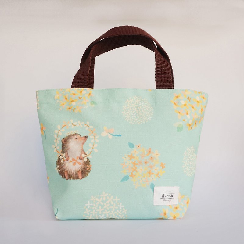 Life series –Tote bag - the taste of Ixora flowers(Hedgehog) - กระเป๋าถือ - เส้นใยสังเคราะห์ สีเขียว