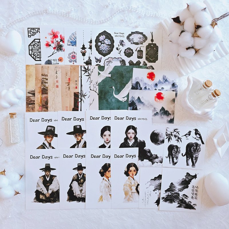 Korean Oriental culture Style Stickers Set Package - 貼紙 - 紙 黑色
