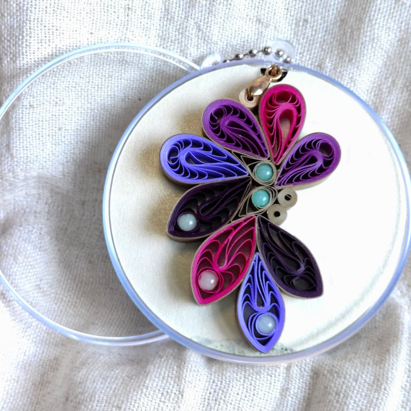 長版多色八瓣捲紙珠飾典雅風項鍊 - 項鍊 - 紙 多色