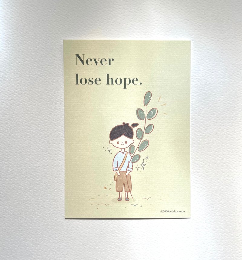 【Kids Holding Flowers Series】Never Lose Hope Postcard - Cards & Postcards - Paper Green