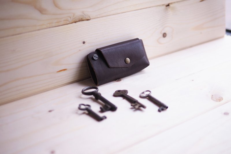 Keys Sandwich 鑰匙夾 意大利植鞣革 真皮鑰匙包 深棕色 - 鑰匙圈/鎖匙扣 - 真皮 咖啡色